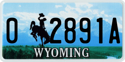 WY license plate 02891A