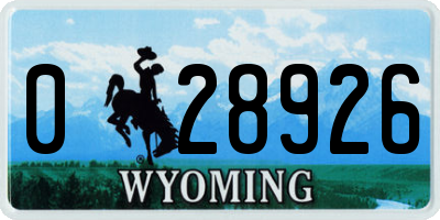WY license plate 028926