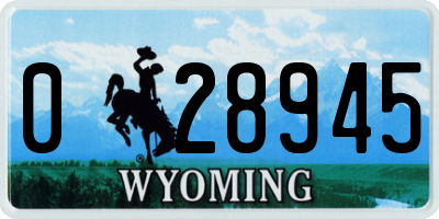 WY license plate 028945