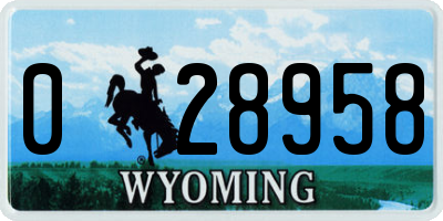 WY license plate 028958