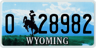 WY license plate 028982