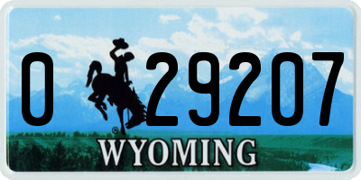 WY license plate 029207
