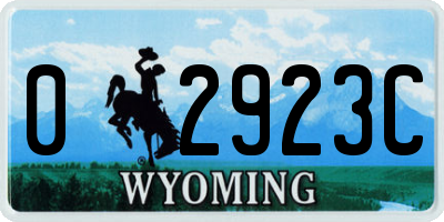 WY license plate 02923C