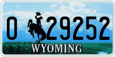 WY license plate 029252