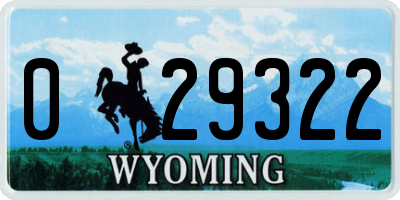 WY license plate 029322