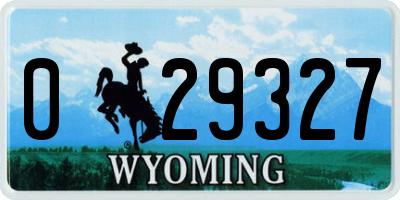 WY license plate 029327