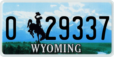 WY license plate 029337
