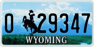 WY license plate 029347