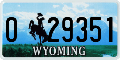 WY license plate 029351