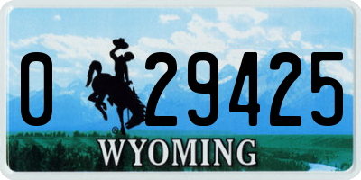 WY license plate 029425