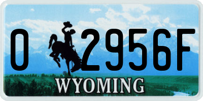 WY license plate 02956F