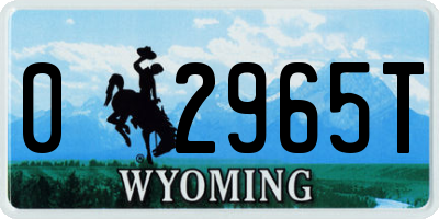 WY license plate 02965T