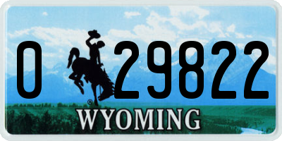 WY license plate 029822