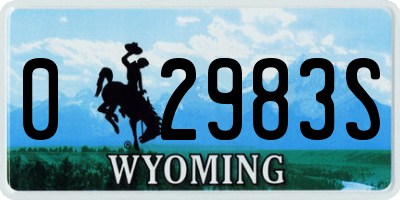 WY license plate 02983S