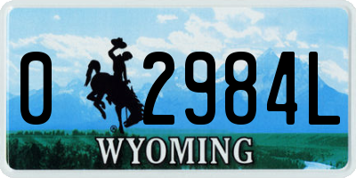 WY license plate 02984L