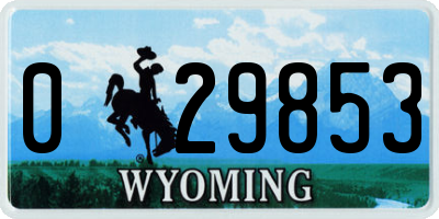 WY license plate 029853