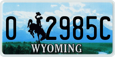 WY license plate 02985C