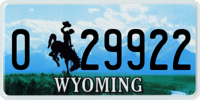 WY license plate 029922