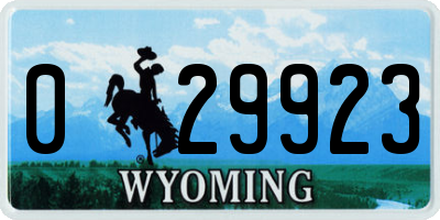 WY license plate 029923