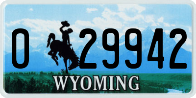 WY license plate 029942