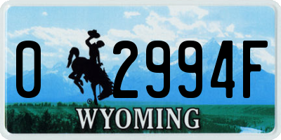 WY license plate 02994F