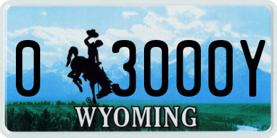 WY license plate 03000Y