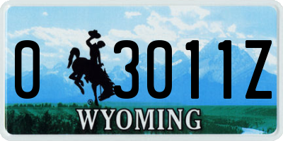WY license plate 03011Z