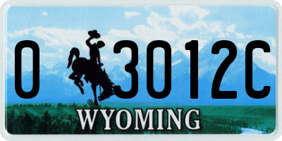 WY license plate 03012C
