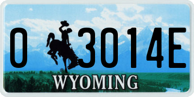 WY license plate 03014E