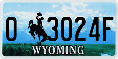 WY license plate 03024F