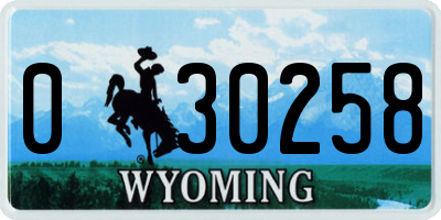WY license plate 030258