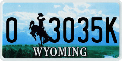 WY license plate 03035K
