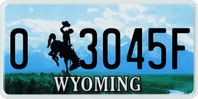 WY license plate 03045F