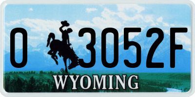 WY license plate 03052F