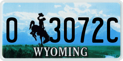 WY license plate 03072C