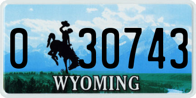 WY license plate 030743