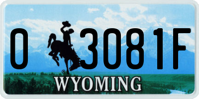 WY license plate 03081F