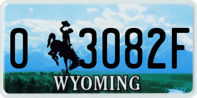 WY license plate 03082F