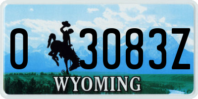 WY license plate 03083Z