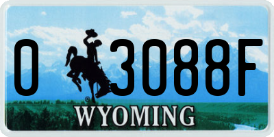 WY license plate 03088F