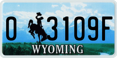 WY license plate 03109F