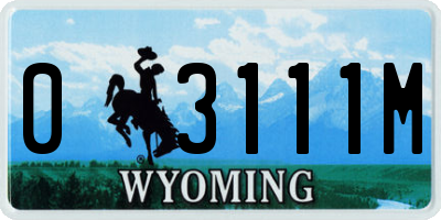 WY license plate 03111M
