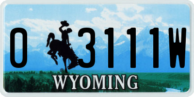 WY license plate 03111W