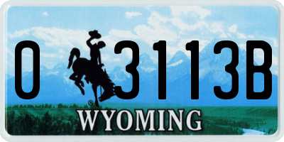 WY license plate 03113B