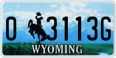 WY license plate 03113G
