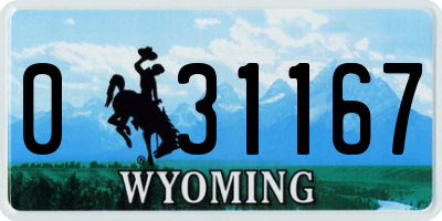 WY license plate 031167