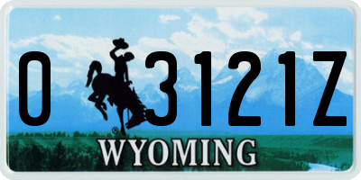 WY license plate 03121Z