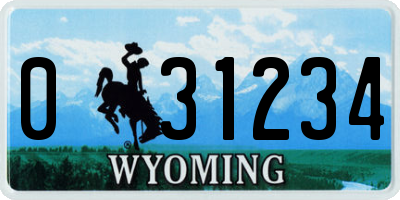 WY license plate 031234