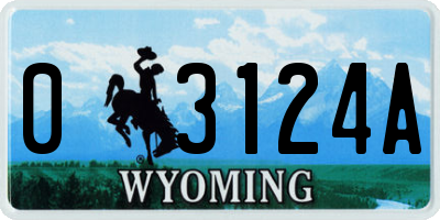 WY license plate 03124A