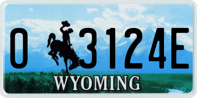 WY license plate 03124E